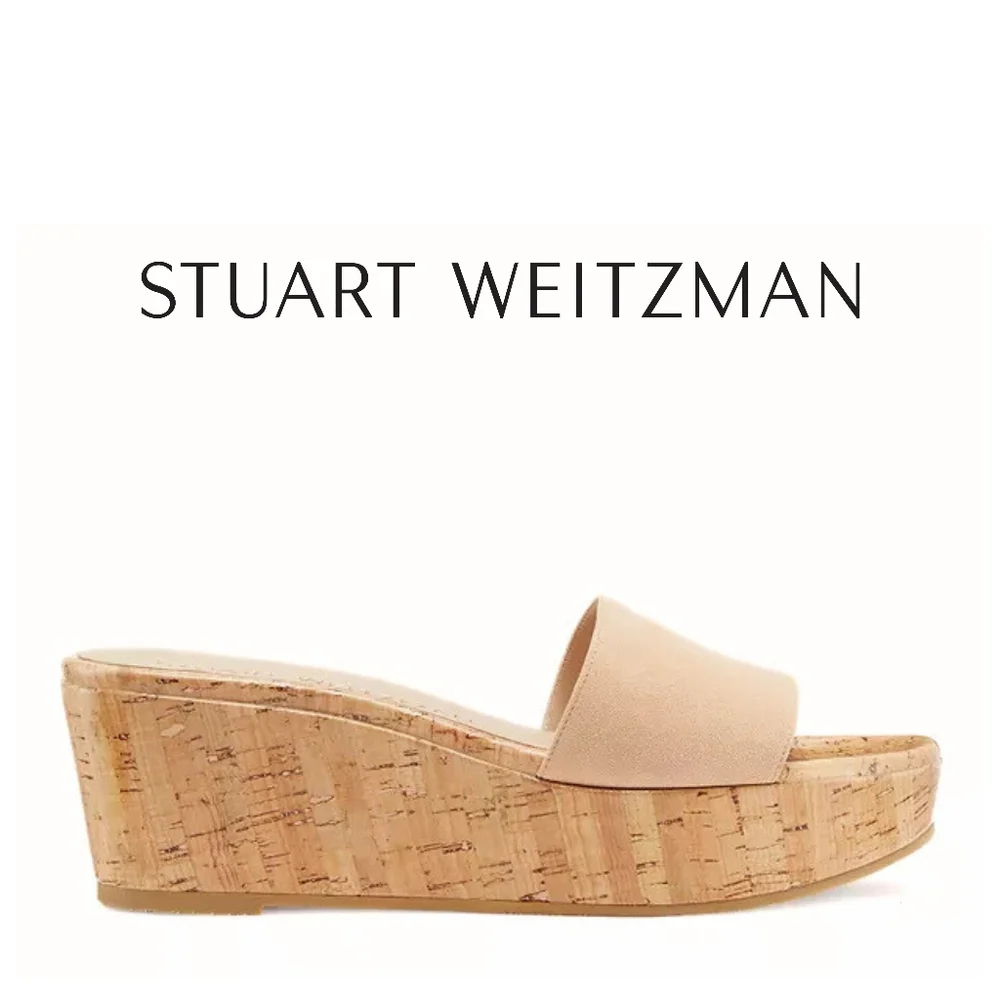 Stuart Weitzman Summer Wedge Sandals Adobe Tan Size 9.5 US - Picture 3 of 6